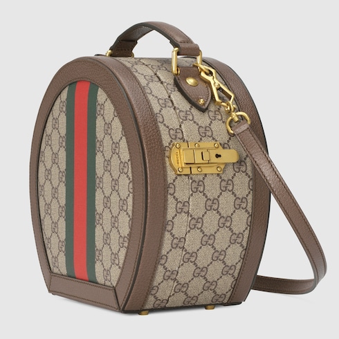 Gucci Savoy mini rigid hat box in beige and ebony Supreme
