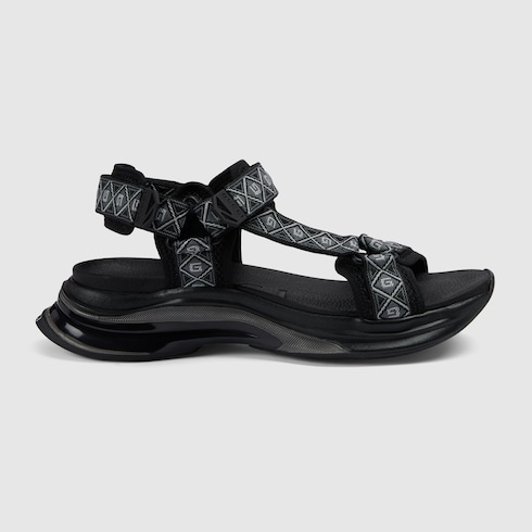Men's Gucci Run sandal in black canvas GUCCI® SG - Main Image
