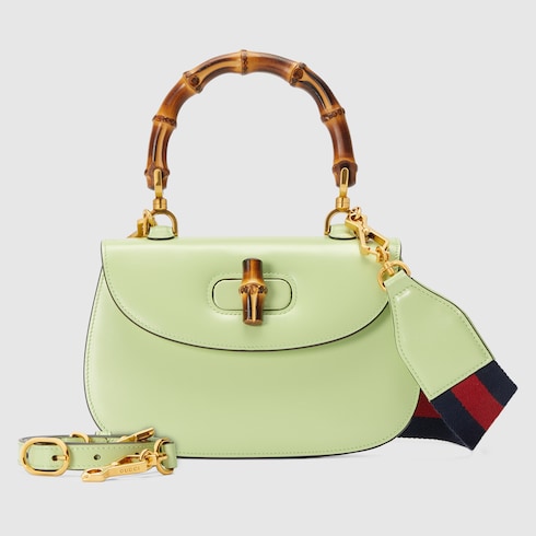 Gucci Bamboo 1947系列竹节小号手提包