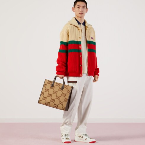 ジャンボGG トートバッグキャメル＆エボニー GGキャンバス | GUCCI® JP