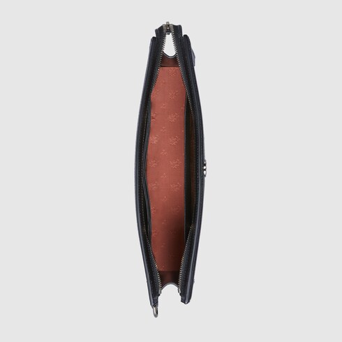 Interlocking G pouch in black and orange fabric | GUCCI® SG Interlocking G pouch in black and orange fabric | GUCCI® SG
