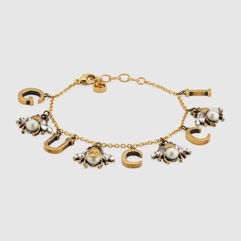 Interlocking G bee charms bracelet
