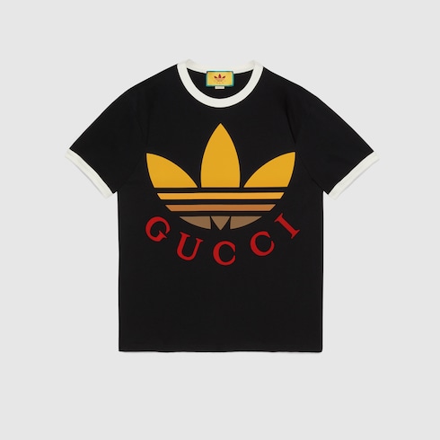 adidas x Gucci cotton jersey T-shirt in black | GUCCI® Canada