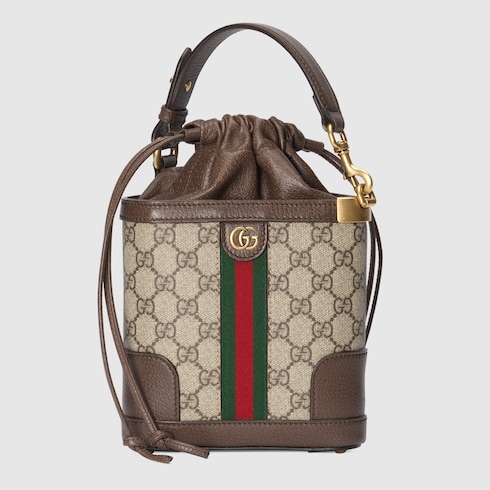 米色和乌木色Supreme帆布Ophidia系列GG水桶包 | GUCCI® 香港
