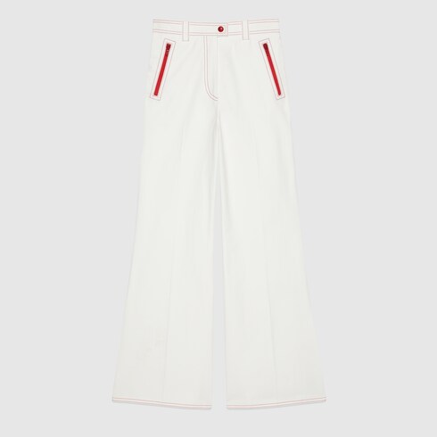 Cotton canvas trouser with Interlocking G