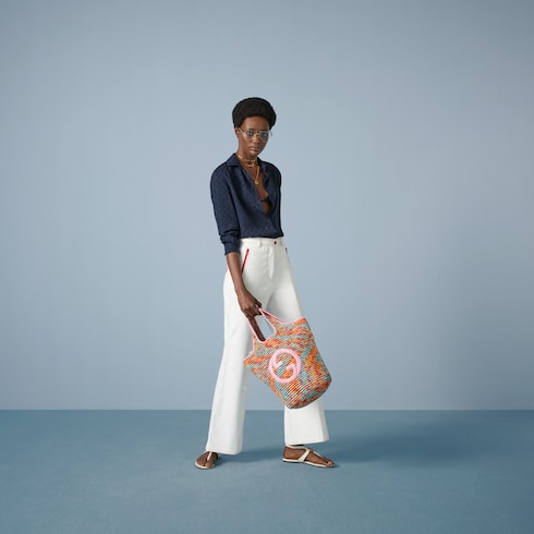 Cotton canvas trouser with Interlocking G