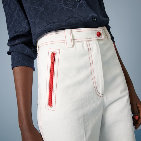 Cotton canvas trouser with Interlocking G