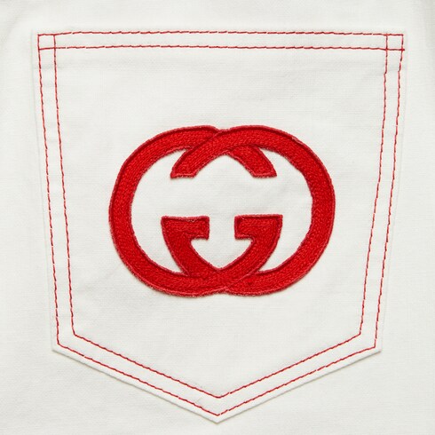 Cotton canvas trouser with Interlocking G