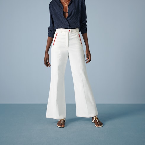 Cotton canvas trouser with Interlocking G