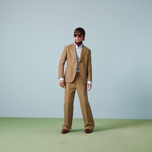 Pantalon en toile en mélange de lin GG
