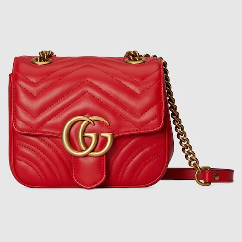 Mini sac a epaule GG Marmont en cuir rouge GUCCI FR