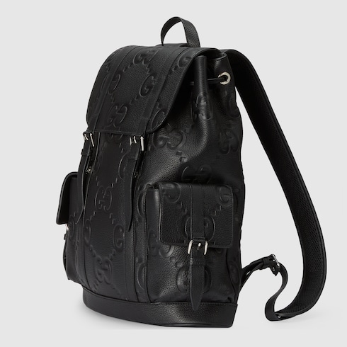 Jumbo GG backpack in black leather | GUCCI® US