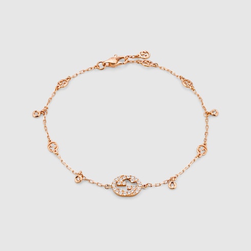 Gucci Interlocking系列钻石手链