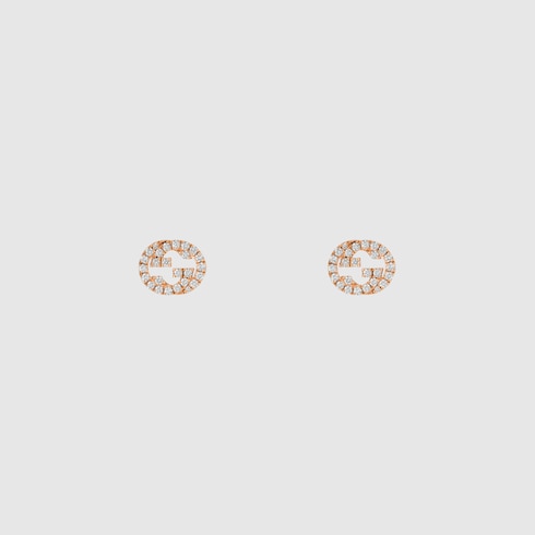 Gucci Interlocking stud earrings with diamonds Detail 2