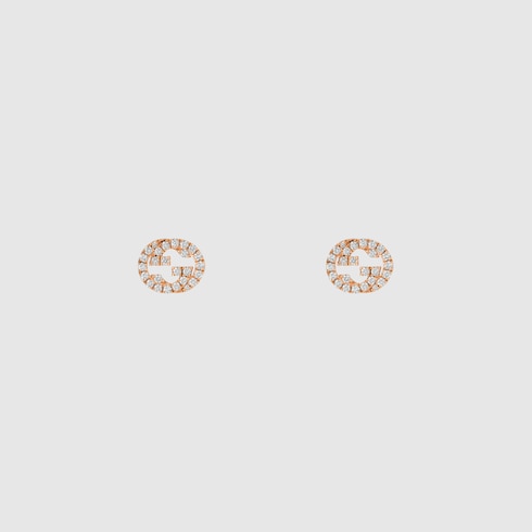Orecchini a bottone Gucci Interlocking con diamanti