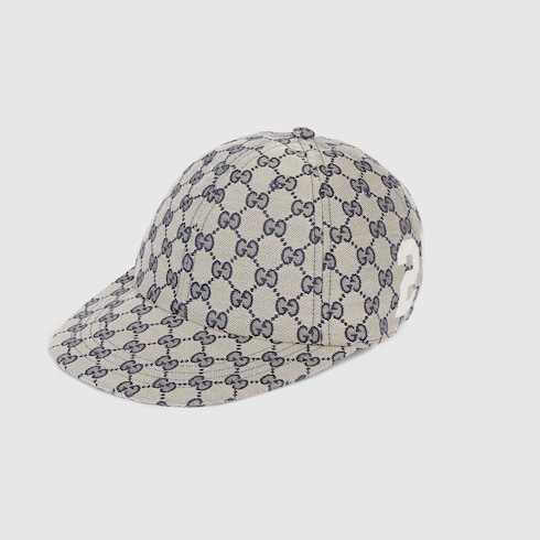 GG cotton canvas baseball hat in beige and blue | GUCCI® US