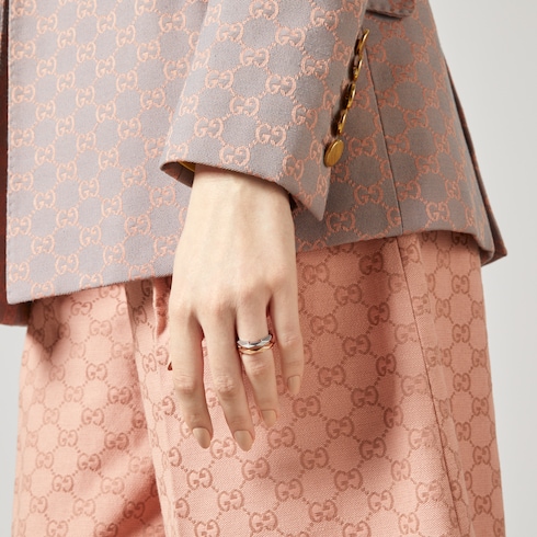 Gucci Link to Love geometric studded double ring Detail 4