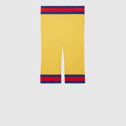 Stretch viscose short with Web in yellow | GUCCI® SG