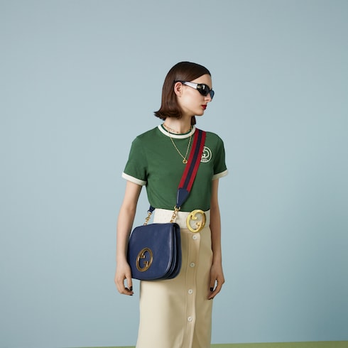 Gucci Blondie small top handle bag in blue leather | GUCCI® SG