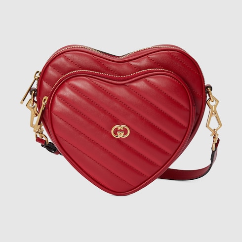 Gucci Red Leather Heart Shaped Coin Purse