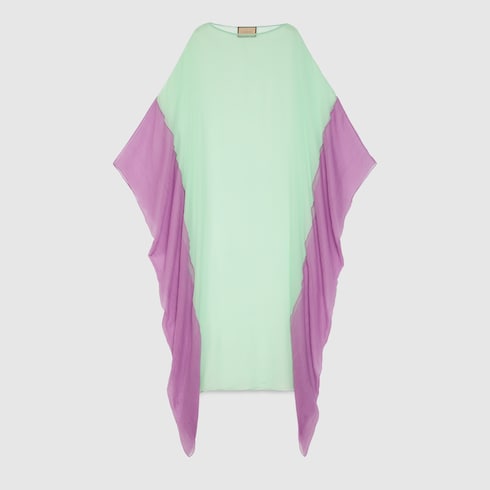 Sheer silk chiffon dress in light green | GUCCI® SG Sheer silk chiffon dress in light green | GUCCI® SG
