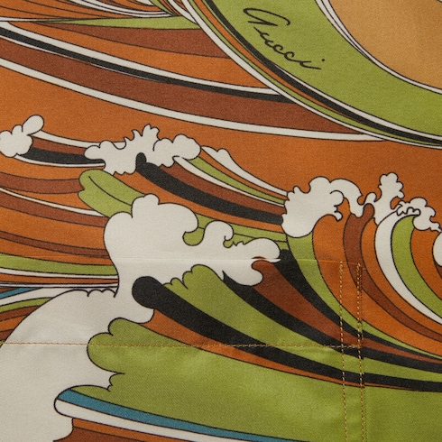 Gucci waves print fabric bowling shirt