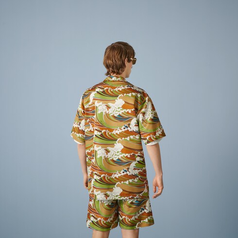 Gucci waves print fabric bowling shirt