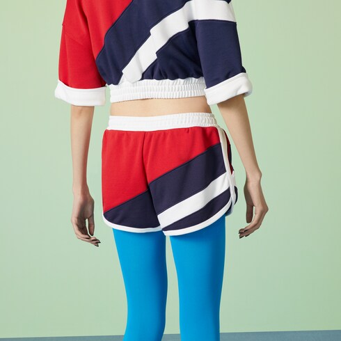 【即納】 Interlocking with short piquet Cotton G and blue red, in トップス