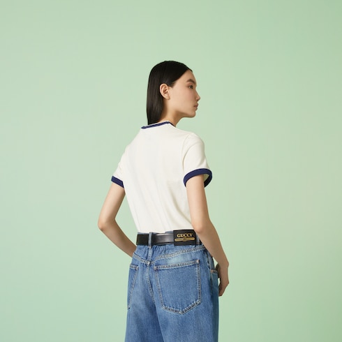 T-shirt in jersey di cotone con ricamo Gucci