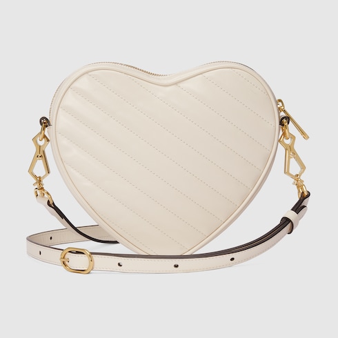 Mini-Schultertasche in Herzform mit GG in weißes Leder | GUCCI® DE