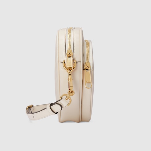 Mini-Schultertasche in Herzform mit GG in weißes Leder | GUCCI® DE