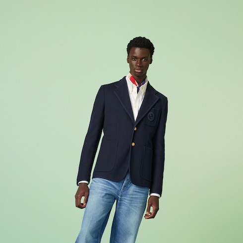 Chaqueta formal de punto de algodon en azul oscuro GUCCI ES