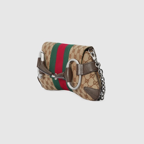 Bolsa mediana para el hombro Gucci Horsebit Chain inlona GG beige y ebano GUCCI MX
