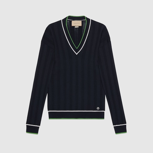Wool silk jumper with embroidery