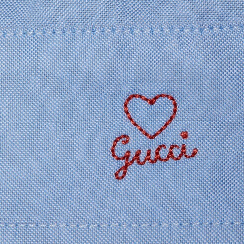Camicia in cotone Oxford con ricamo cuore Gucci in celeste GUCCI