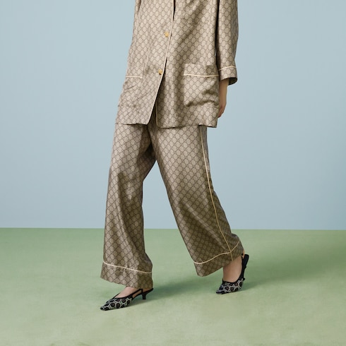 Hose aus Seide mit GG Supreme-Print