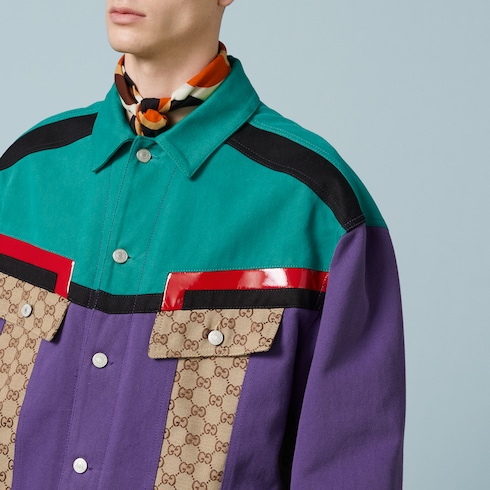 Cotton drill jacket with GG in multicolor | GUCCI® US