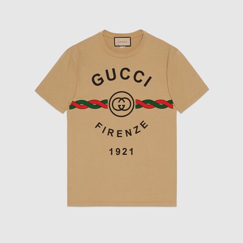 インターロッキングG トーション コットン Tシャツキャメル | GUCCI® JP