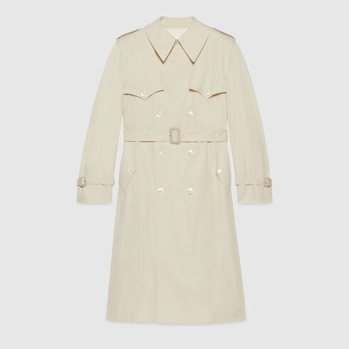 GUCCI cotton Floral GGMetal belt included trench coat outer 362202 white 36