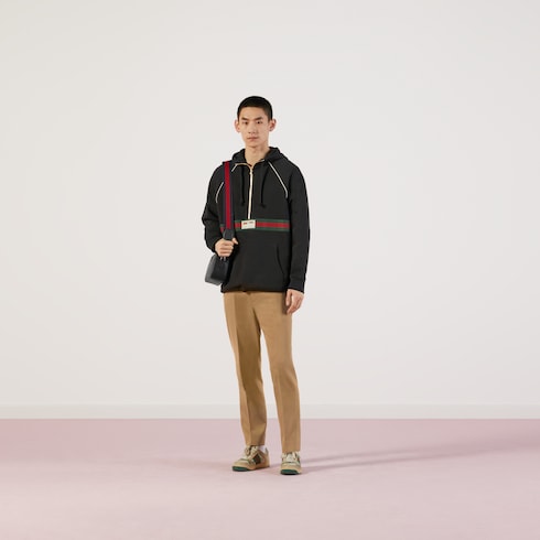 Pantalone alla caviglia in cotone con nastro Web