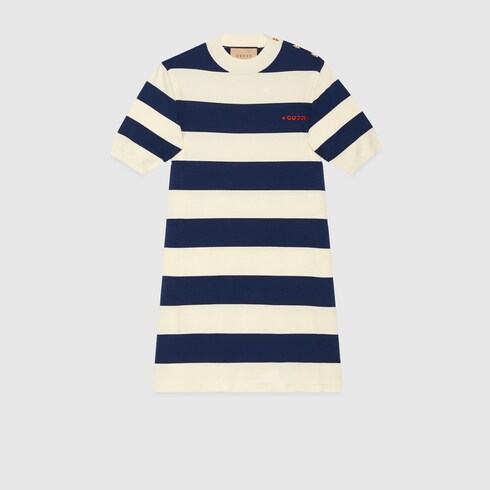 Gucci 25 Knitted V-neck Dress White Red Wool