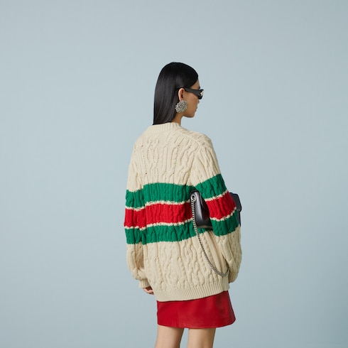 GUCCI カーディガン Cotton cardigan with Web in ivory | GUCCI® SG