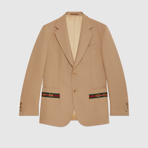 Gucci Giacca A Vento Bianca Con Dettaglio Web 616145-XWAJJ