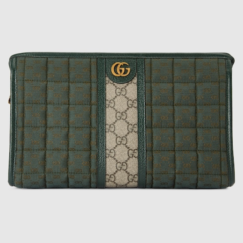 Mini GG canvas pouch in green GG canvas | GUCCI® SG