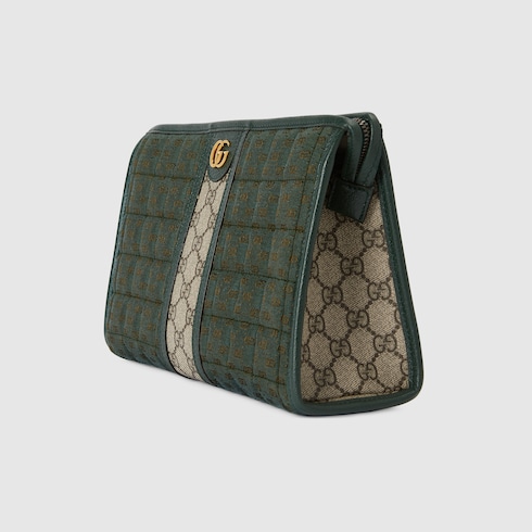 Mini GG canvas pouch in green GG canvas | GUCCI® SG