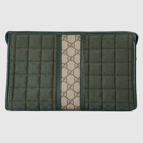 Mini GG canvas pouch in green GG canvas | GUCCI® SG