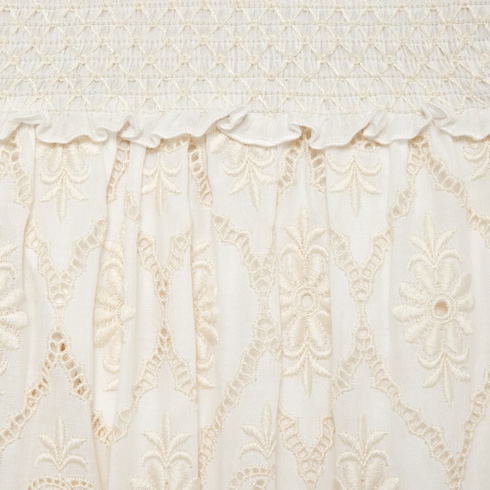 Double G floral broderie anglaise skirt in ivory | GUCCI® SG