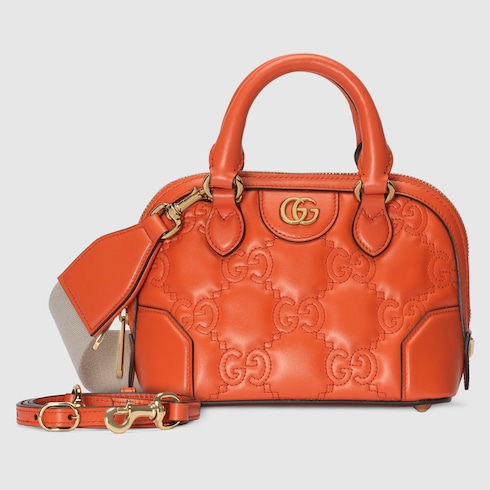 【GUCCI】GG Matelasse Top Handle Mini Bag Orange GG Matelassé mini top handle bag in orange leather | GUCCI® SG