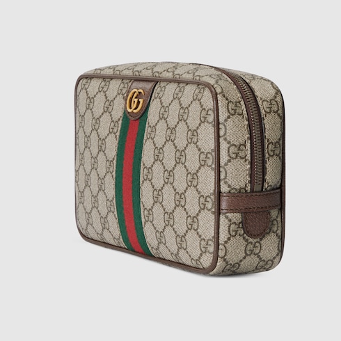 Gucci Savoy watch case with Web in beige and ebony Supreme