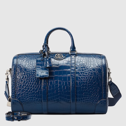 Crocodile duffle bag with Double G Detail 4